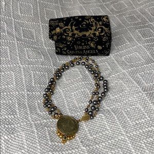 VSA gray beaded multi strand necklace